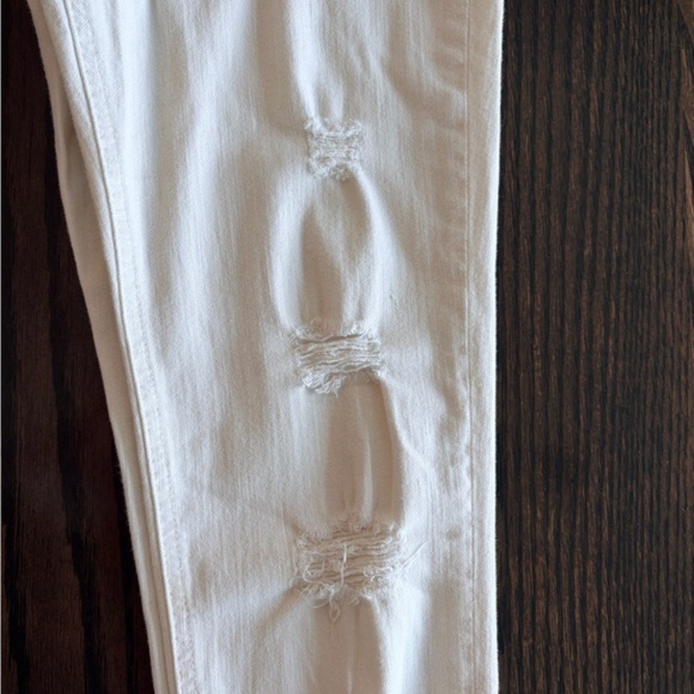 Rag & Bone Zipper Capri White Distressed Skinny Jeans Size 28 Ankle Zip - Picture 6 of 7